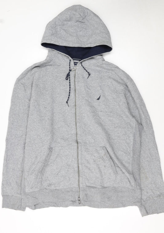 Nautica Men's Grey Full Zip Hoodie XXL Cotton Blend Casual