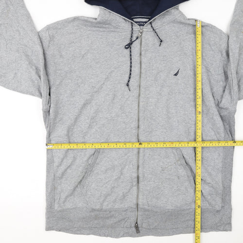 Nautica Men's Grey Full Zip Hoodie XXL Cotton Blend Casual