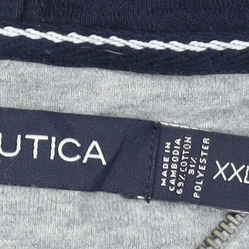 Nautica Men's Grey Full Zip Hoodie XXL Cotton Blend Casual