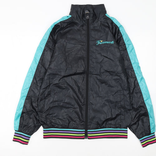 Kissmark Girls Black & Aqua Track Jacket Size 12-13 Years Lightweight Zip