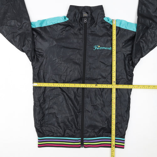 Kissmark Girls Black & Aqua Track Jacket Size 12-13 Years Lightweight Zip