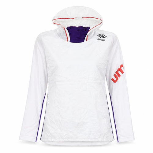 Umbro Womens White Hooded Pullover Hoodie Size 12 with Logo Detail