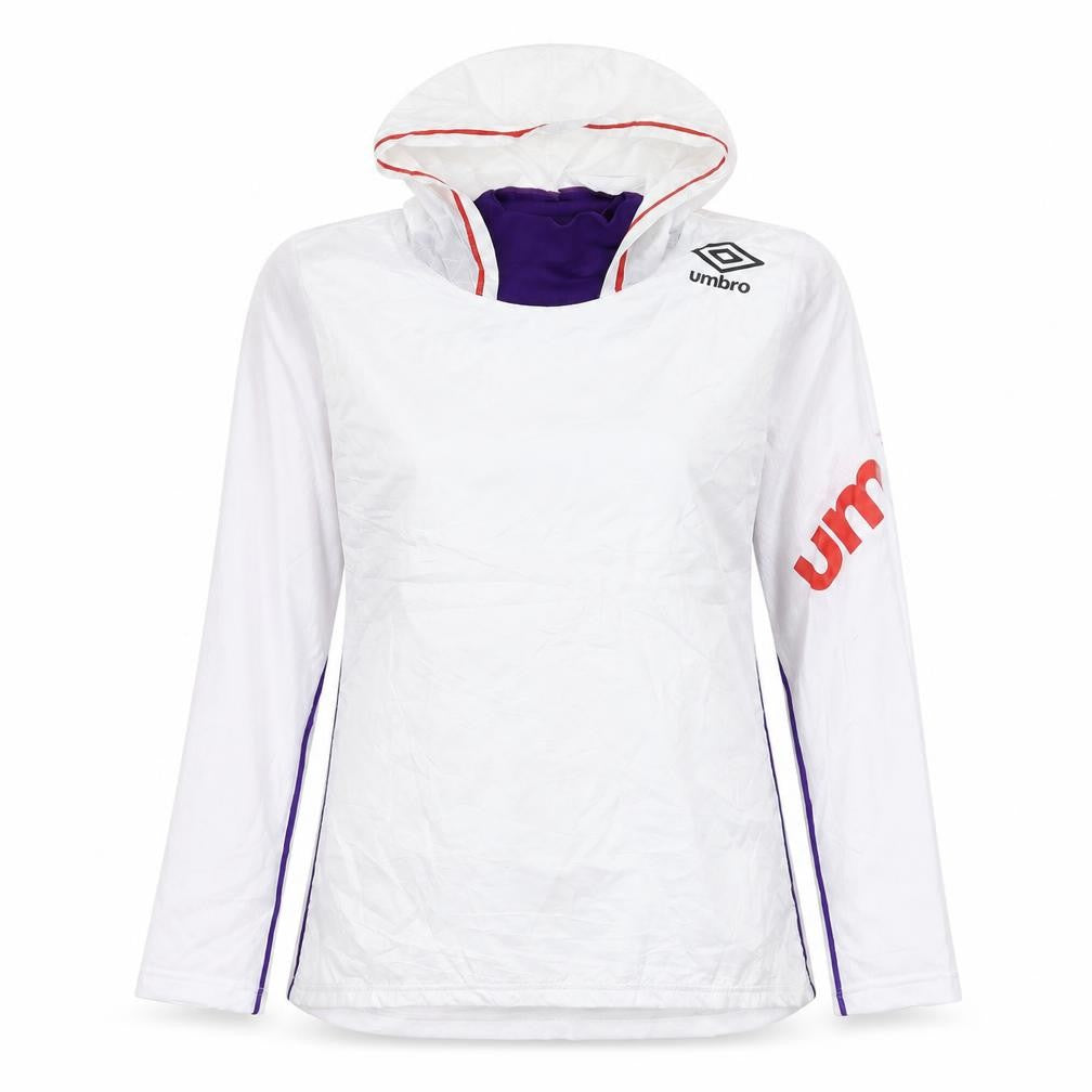 Umbro Womens White Hooded Pullover Hoodie Size 12 with Logo Detail