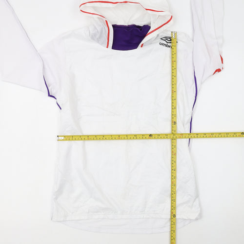Umbro Womens White Hooded Pullover Hoodie Size 12 with Logo Detail