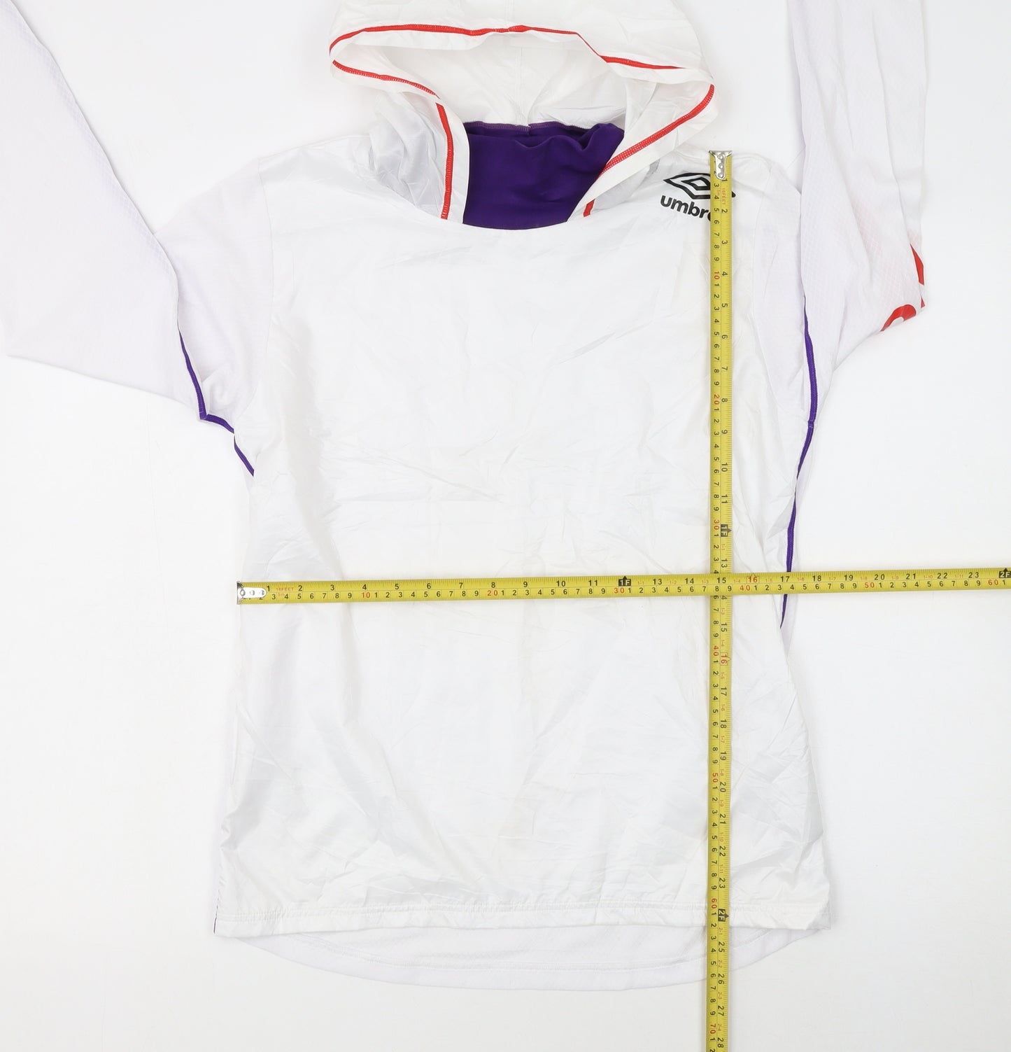 Umbro Womens White Hooded Pullover Hoodie Size 12 with Logo Detail