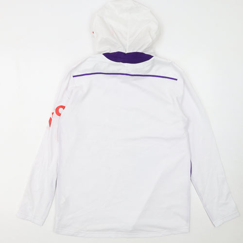 Umbro Womens White Hooded Pullover Hoodie Size 12 with Logo Detail