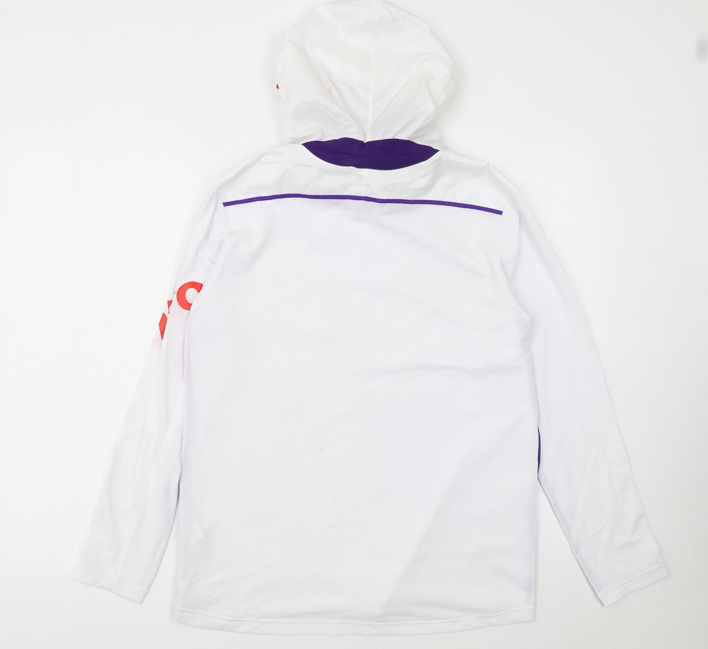 Umbro Womens White Hooded Pullover Hoodie Size 12 with Logo Detail