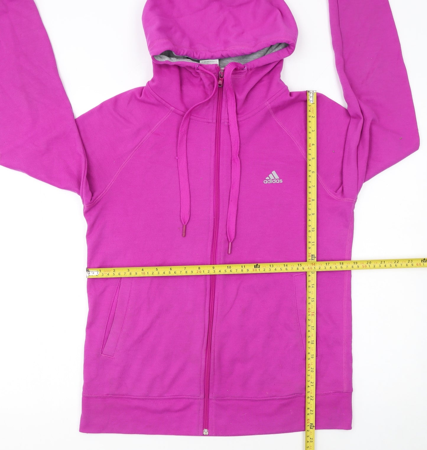 Adidas Womens Pink Full Zip Hoodie Size 12-14 Cotton Blend Climalite