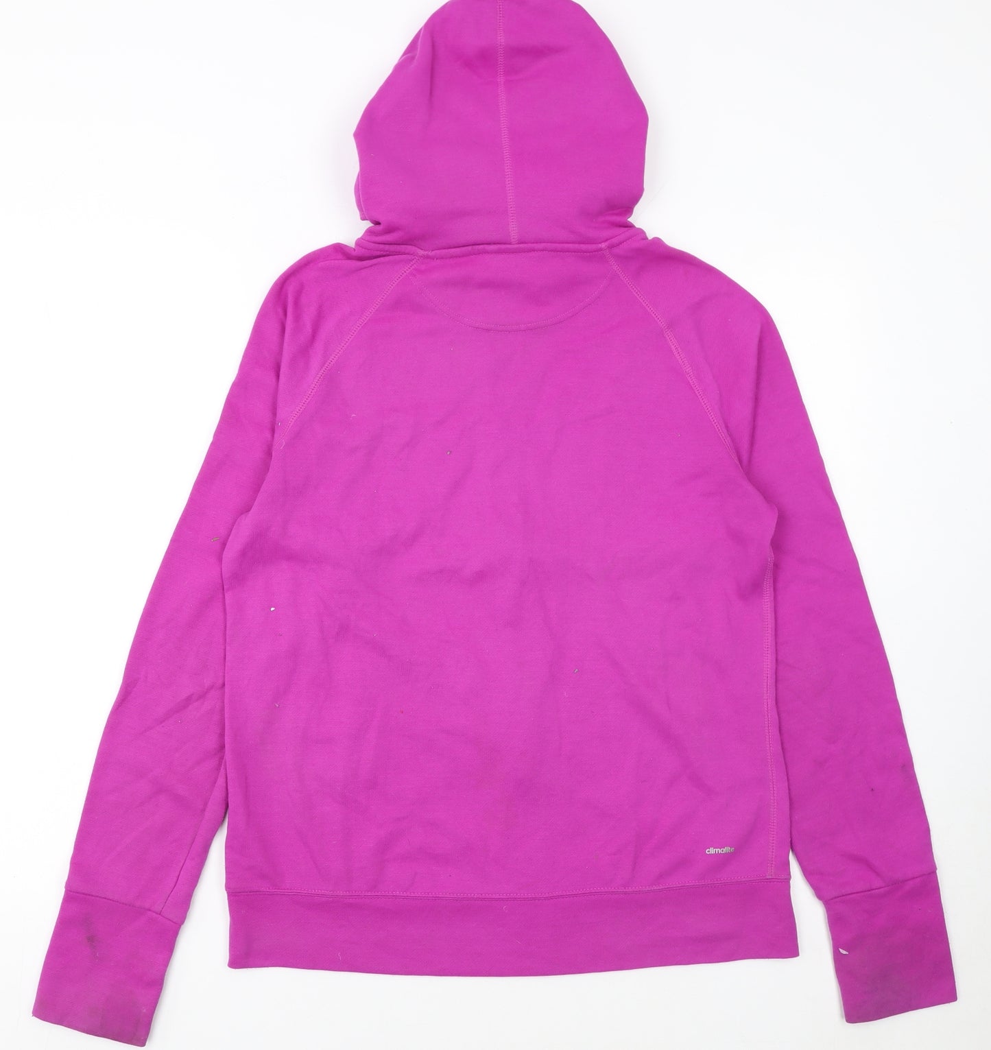 Adidas Womens Pink Full Zip Hoodie Size 12-14 Cotton Blend Climalite