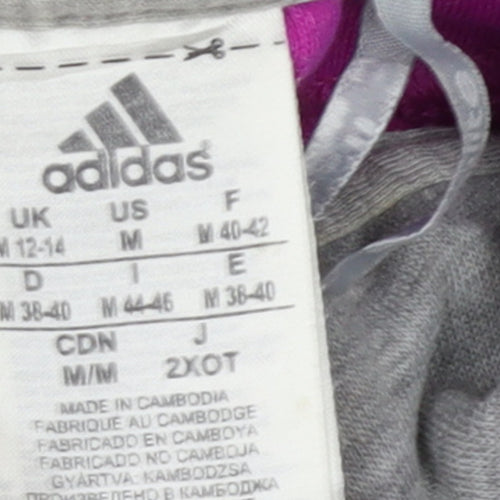 Adidas Womens Pink Full Zip Hoodie Size 12-14 Cotton Blend Climalite