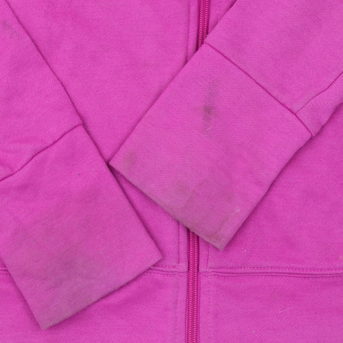 Adidas Womens Pink Full Zip Hoodie Size 12-14 Cotton Blend Climalite