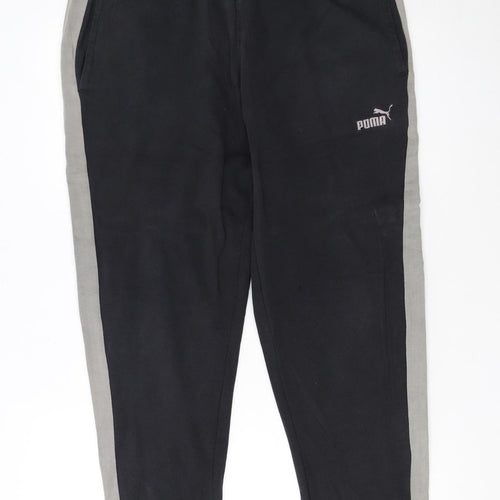 Puma Men's Black Jogger Sweatpants L Grey Side Stripes Casual