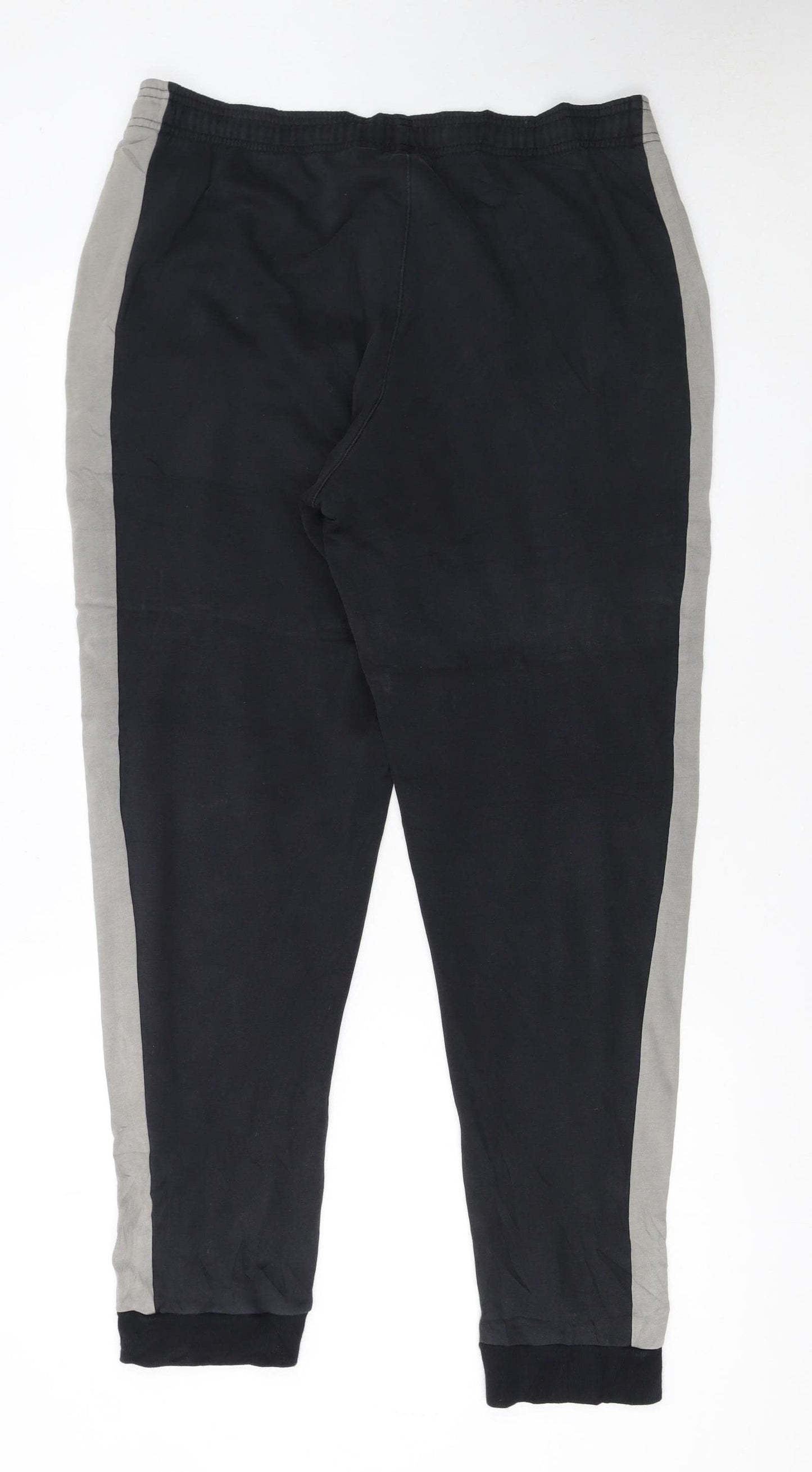 Puma Men's Black Jogger Sweatpants L Grey Side Stripes Casual
