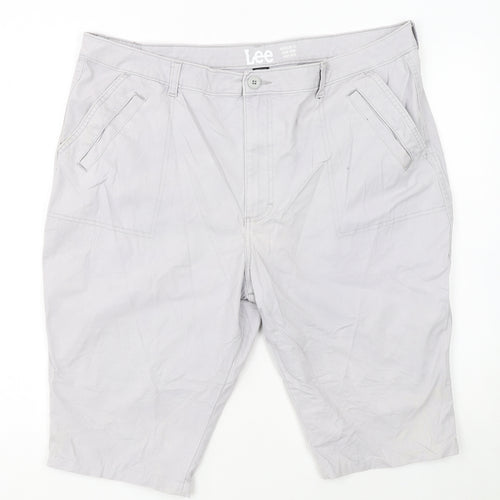 Lee Women’s Grey High Rise Chino Shorts M Regular Fit Heritage