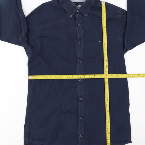 Tommy Hilfiger Men's Blue Slim Fit Stretch Button-Up Shirt S