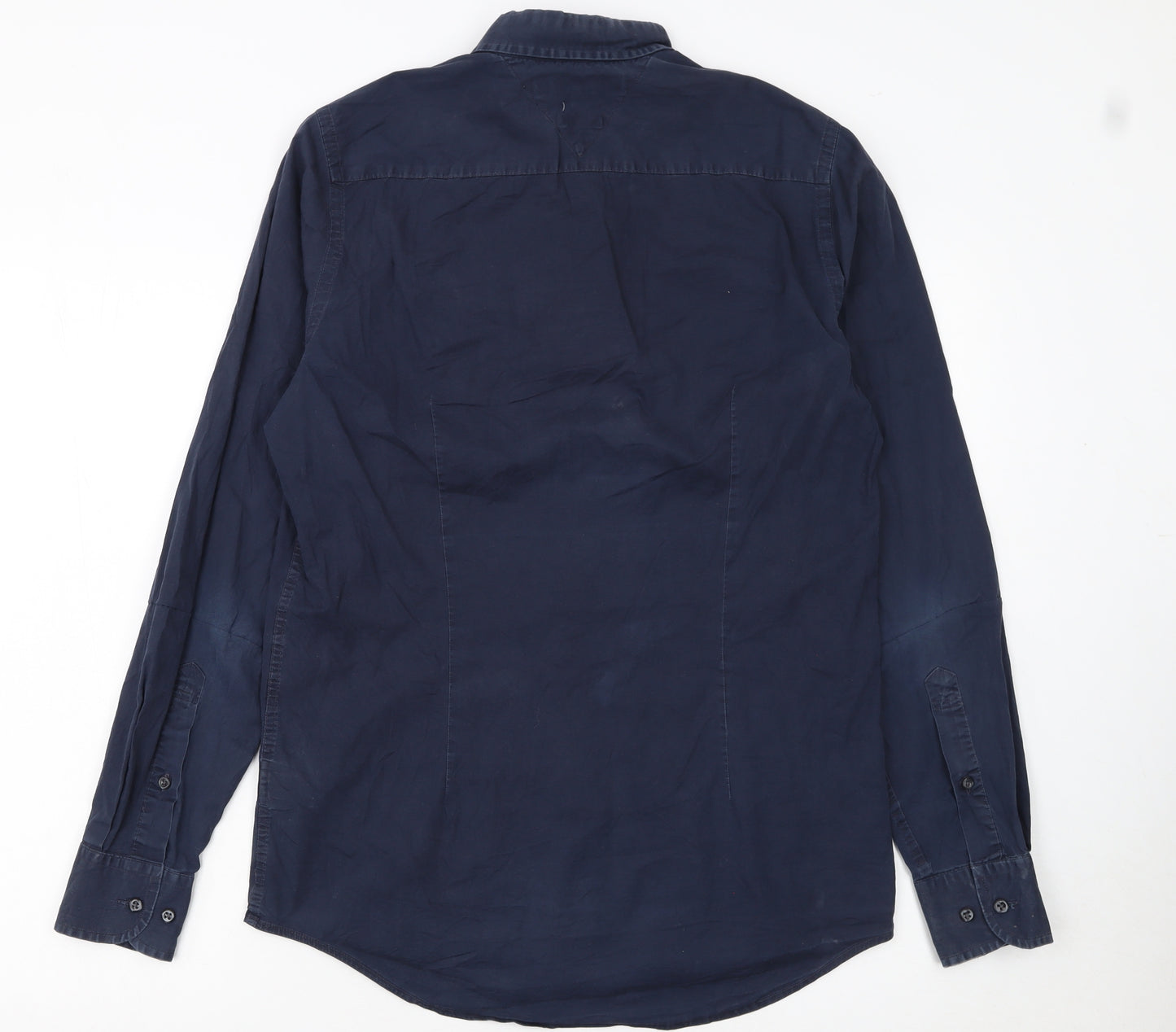 Tommy Hilfiger Men's Blue Slim Fit Stretch Button-Up Shirt S
