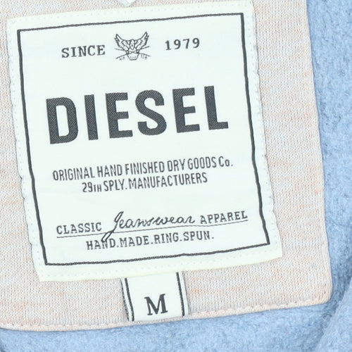 Diesel Women Blue Beige Full Zip Hoodie Size M Track & Field Logo