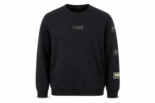 Front view of Puma Women's Black Small Crew Neck Pullover Sweatshirt
