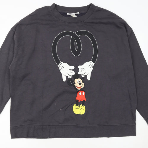 Disney Women Black Mickey Mouse Pullover Sweatshirt XL