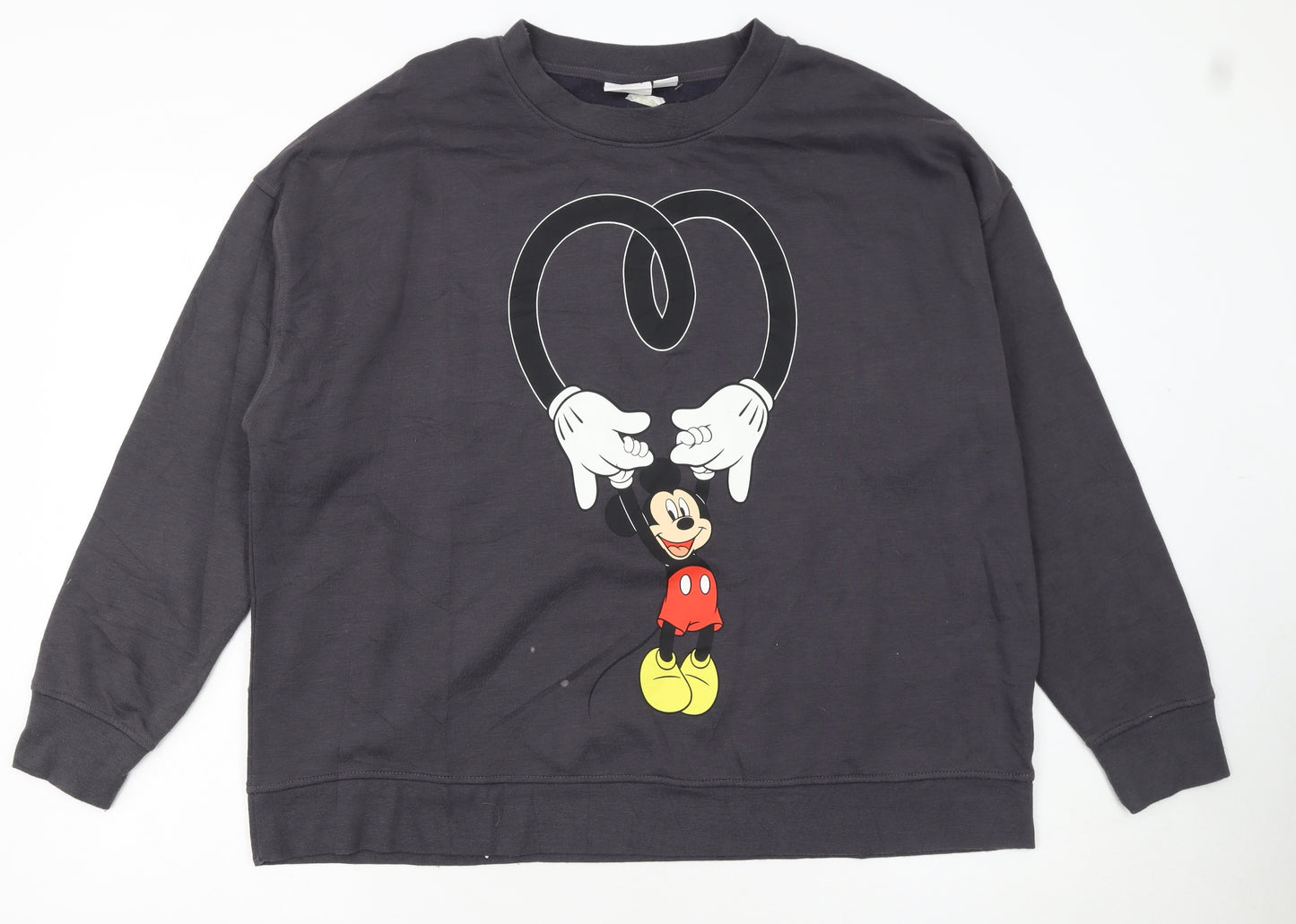 Disney Women Black Mickey Mouse Pullover Sweatshirt XL