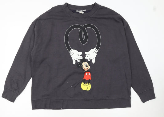 Disney Women Black Mickey Mouse Pullover Sweatshirt XL