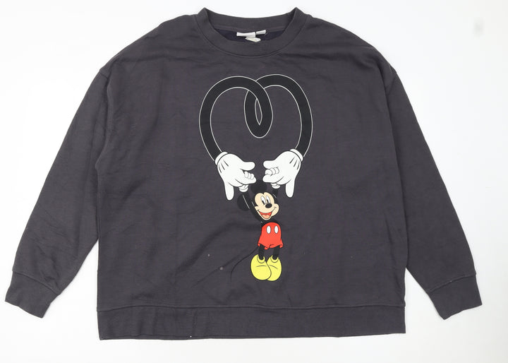 Disney Women Black Mickey Mouse Pullover Sweatshirt XL