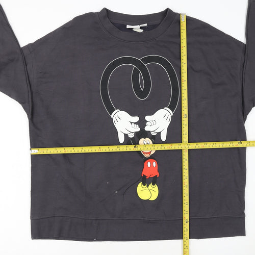 Disney Women Black Mickey Mouse Pullover Sweatshirt XL