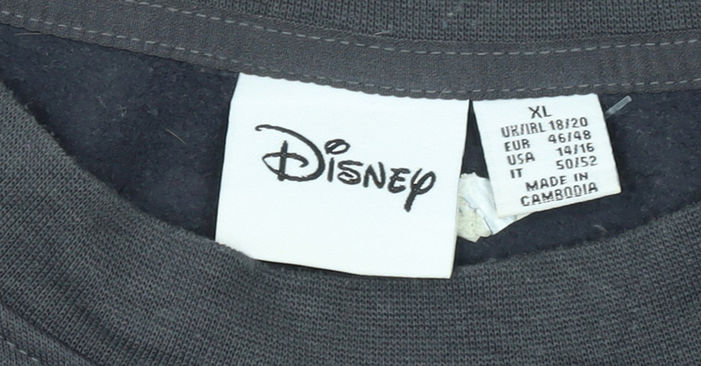 Disney Women Black Mickey Mouse Pullover Sweatshirt XL