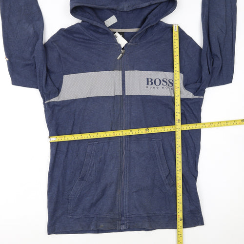 Hugo Boss Men's Blue Full Zip Hoodie Size S Jersey Cotton
