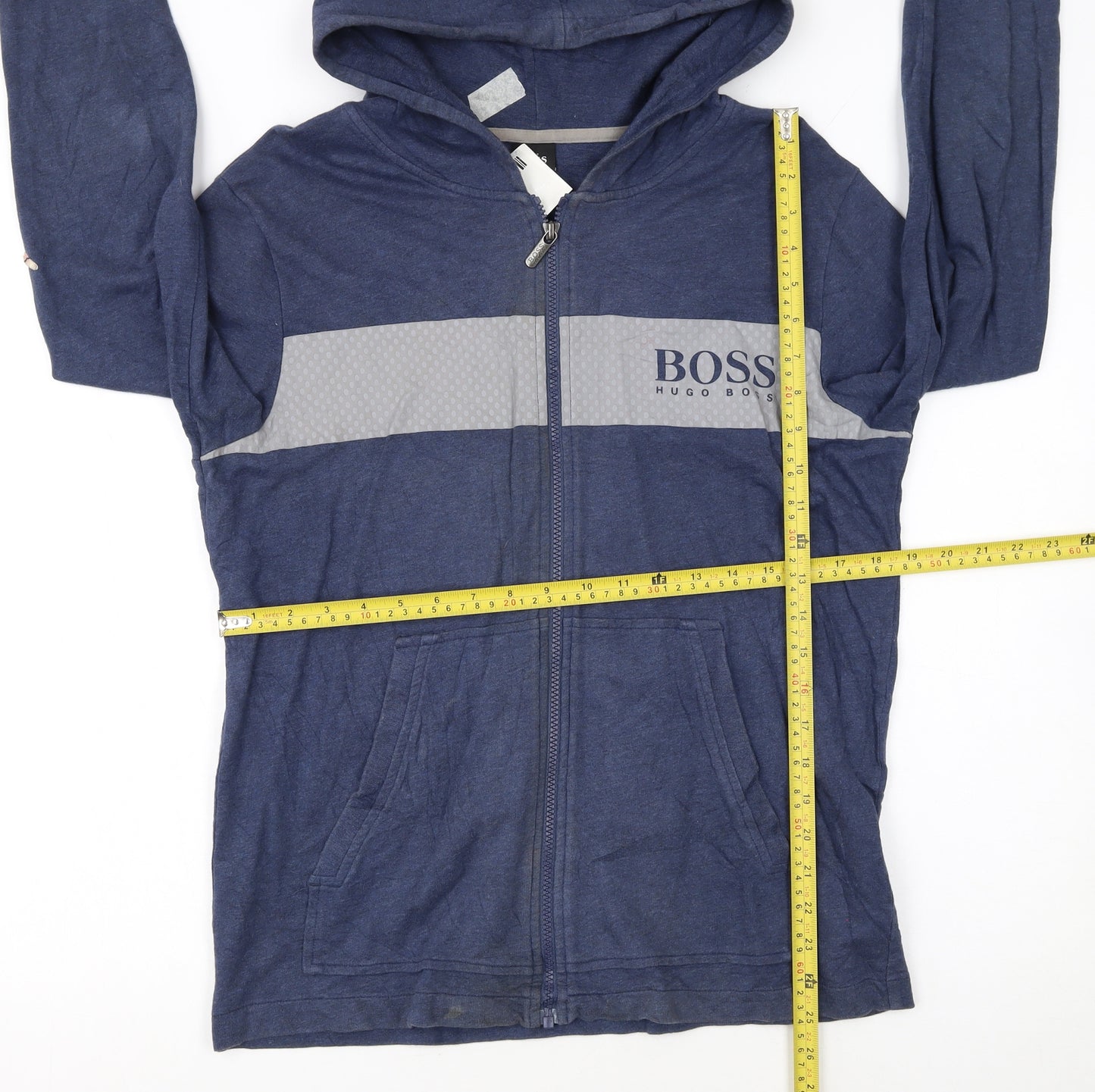 Hugo Boss Men's Blue Full Zip Hoodie Size S Jersey Cotton