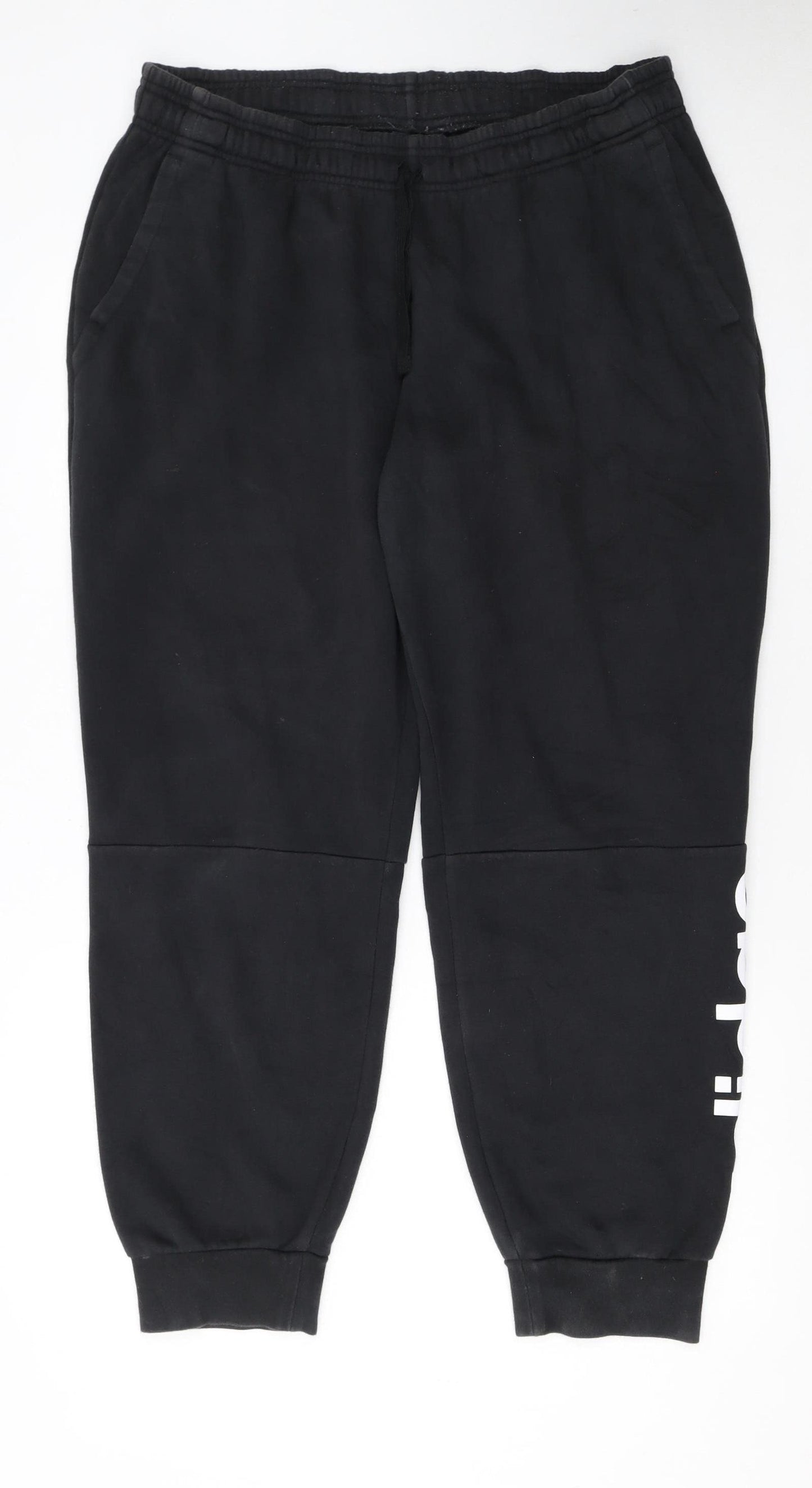 Adidas Womens Black XL Jogger Trousers Elastic Waist Fleece