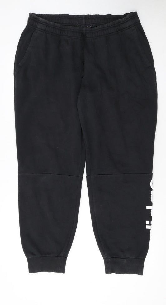 Adidas Womens Black XL Jogger Trousers Elastic Waist Fleece