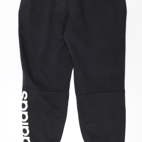 Adidas Womens Black XL Jogger Trousers Elastic Waist Fleece