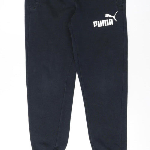 Puma Boys Black Jogger Sweatpants 12 Years Elastic Waist Fleece Trousers