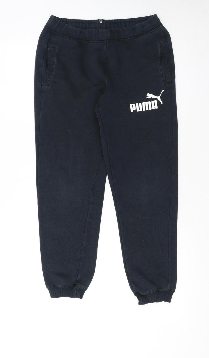 Puma Boys Black Jogger Sweatpants 12 Years Elastic Waist Fleece Trousers
