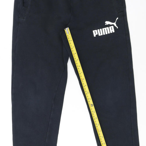 Puma Boys Black Jogger Sweatpants 12 Years Elastic Waist Fleece Trousers