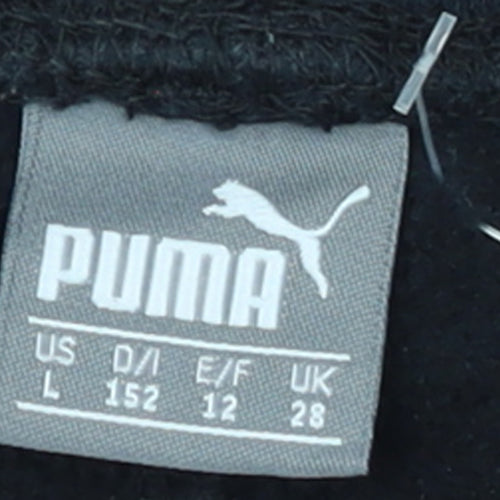 Puma Boys Black Jogger Sweatpants 12 Years Elastic Waist Fleece Trousers