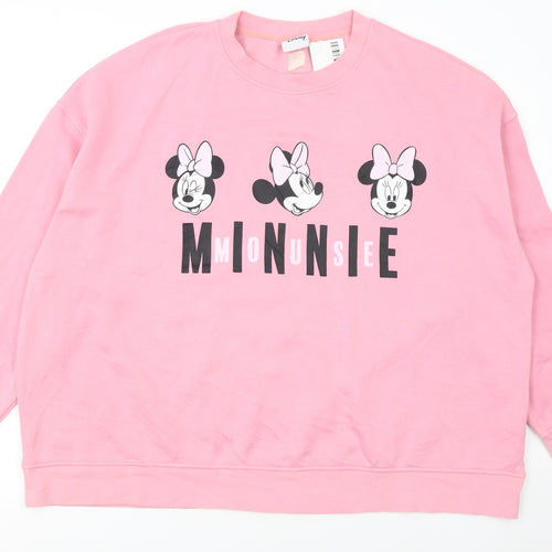Disney Women Pink Minnie Mouse 2XL Pullover Sweatshirt