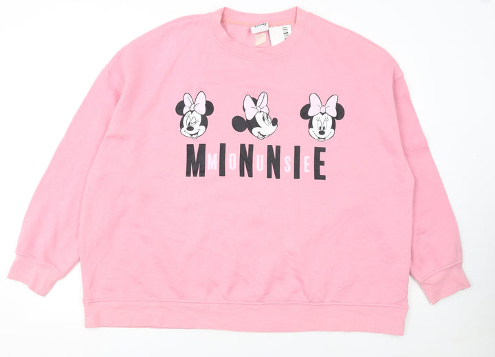 Disney Women Pink Minnie Mouse 2XL Pullover Sweatshirt