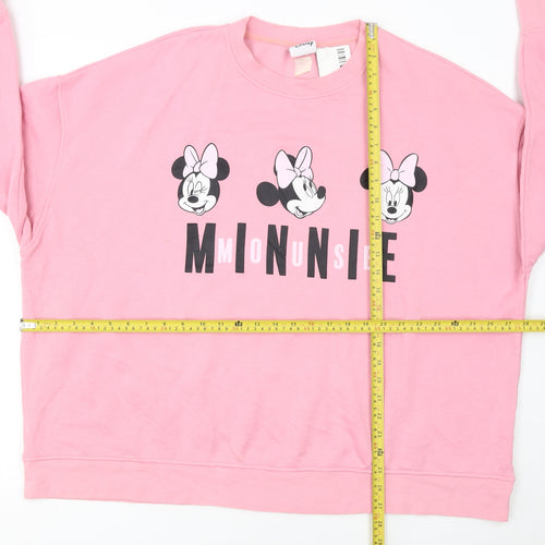 Disney Women Pink Minnie Mouse 2XL Pullover Sweatshirt