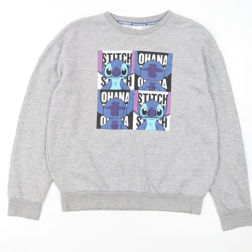 Disney Women Grey Stitch Ohana Sweatshirt Size 10/12 Small