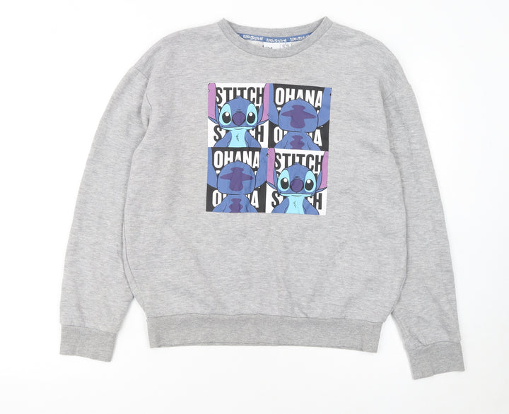 Disney Women Grey Stitch Ohana Sweatshirt Size 10/12 Small