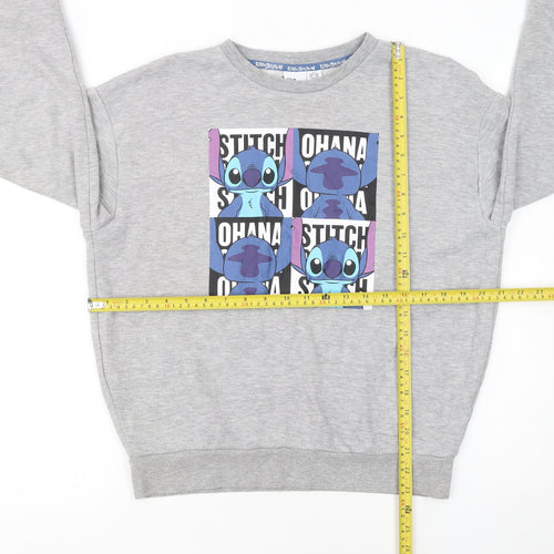 Disney Women Grey Stitch Ohana Sweatshirt Size 10/12 Small