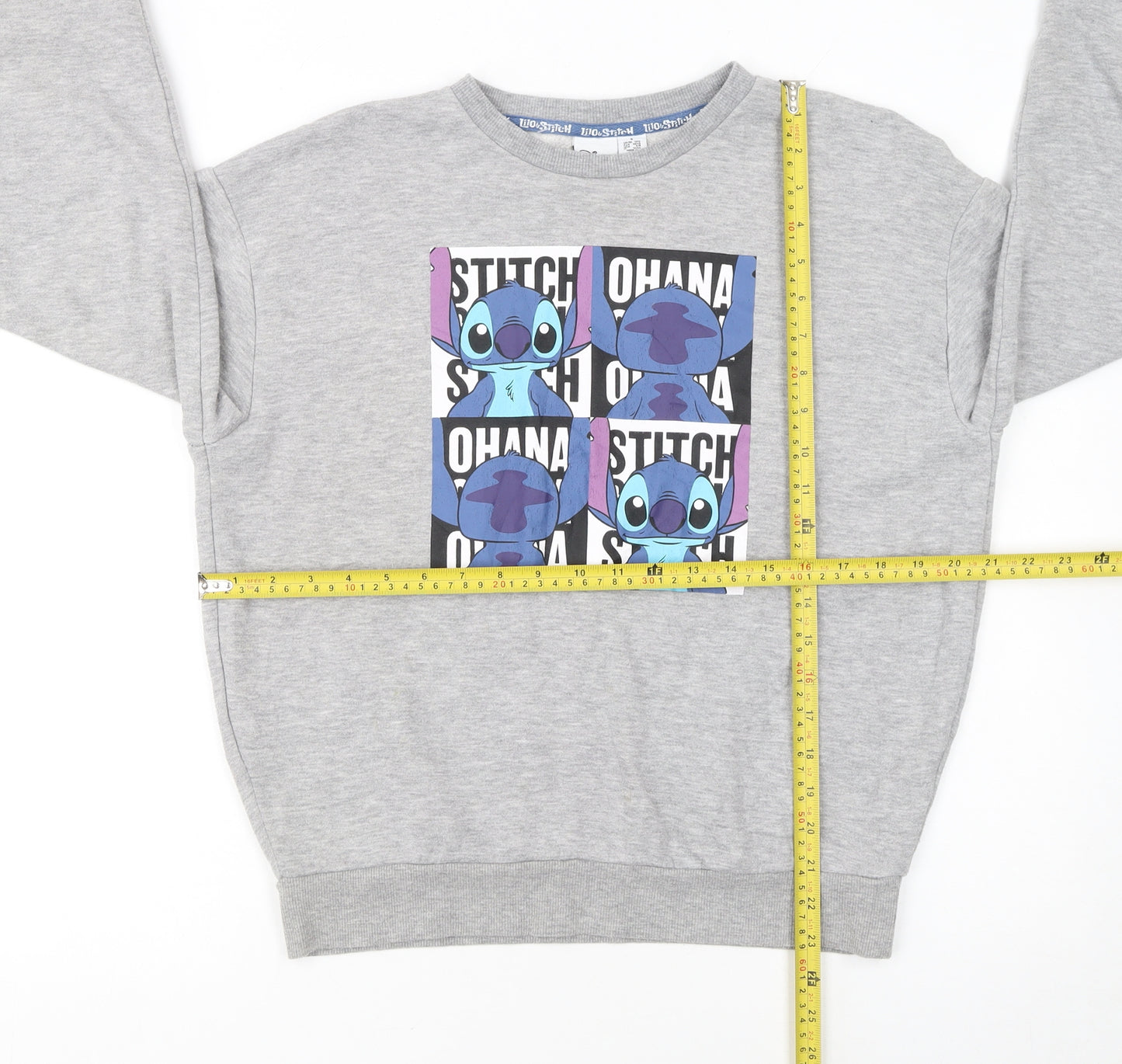 Disney Women Grey Stitch Ohana Sweatshirt Size 10/12 Small