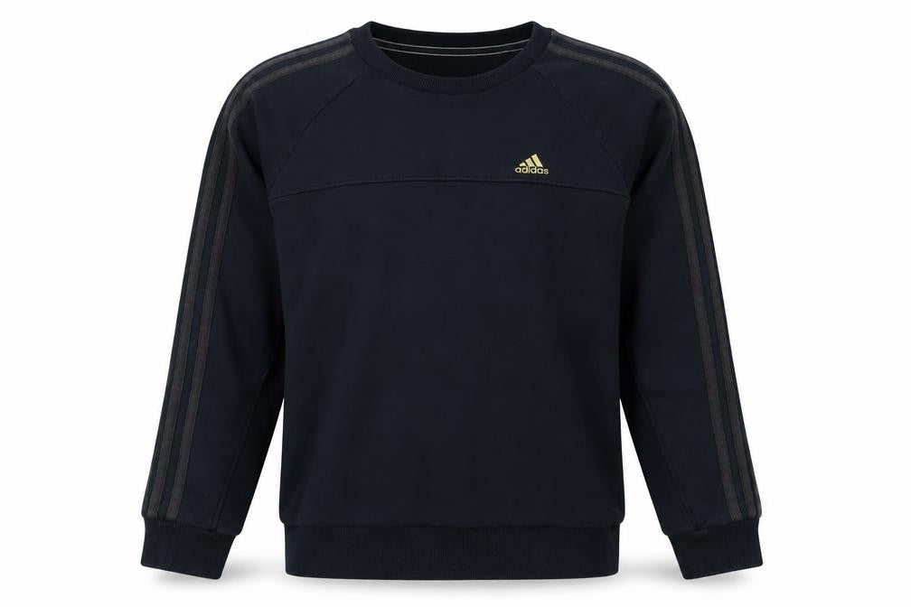 Front view of Adidas Men’s Black Crew Neck Pullover Sweatshirt Small