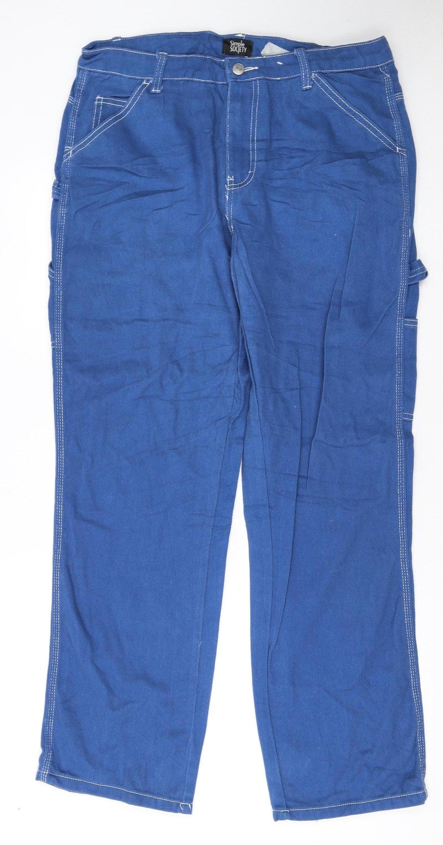 Simple Society Womens Blue Straight Leg 9 Regular Jeans