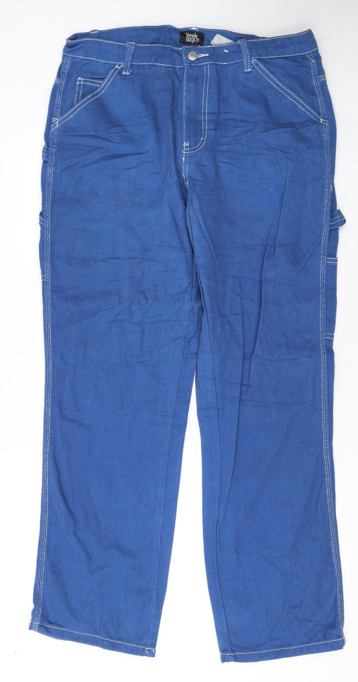 Simple Society Womens Blue Straight Leg 9 Regular Jeans