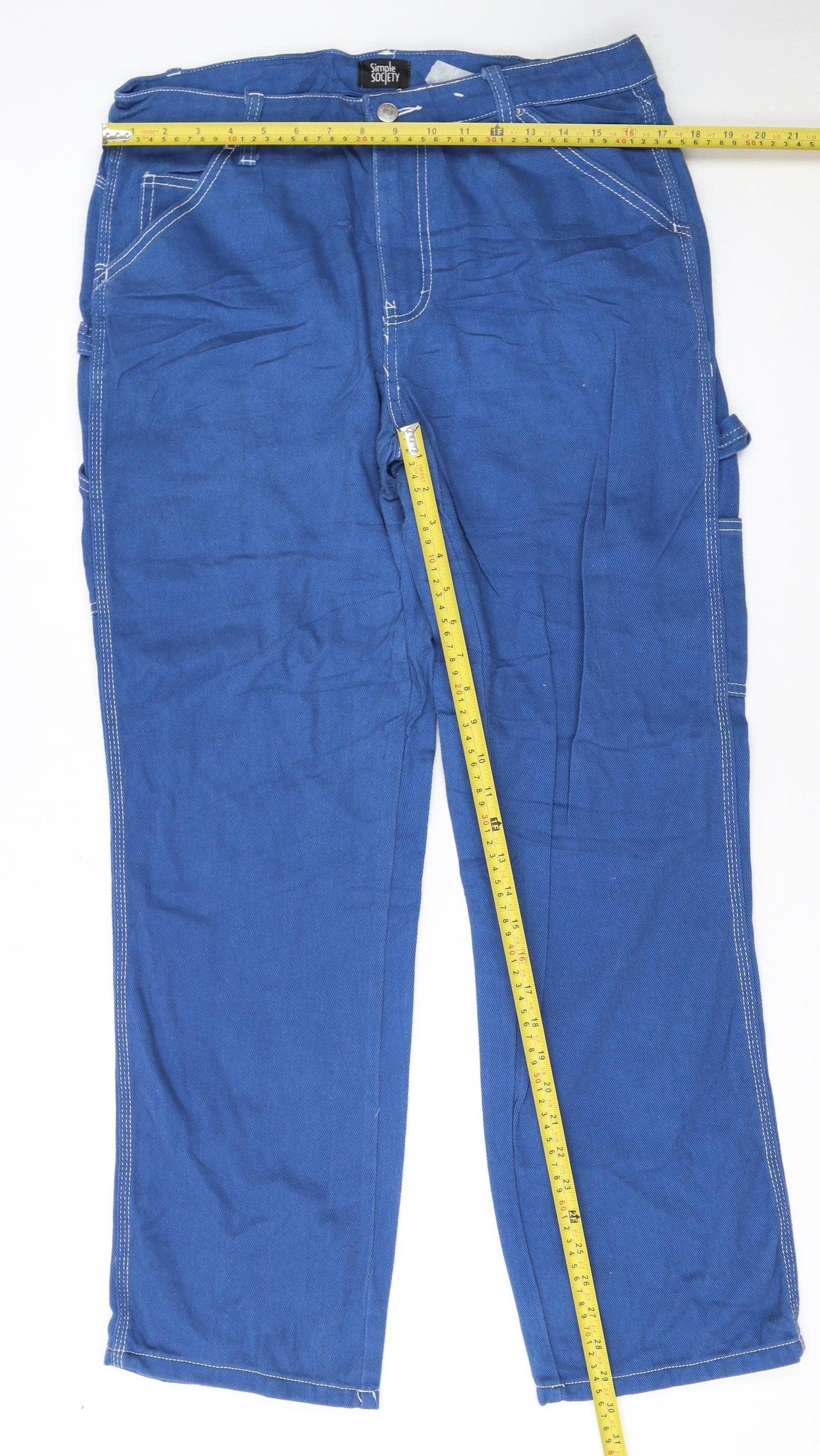 Simple Society Womens Blue Straight Leg 9 Regular Jeans