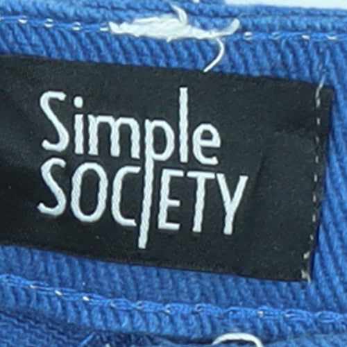 Simple Society Womens Blue Straight Leg 9 Regular Jeans