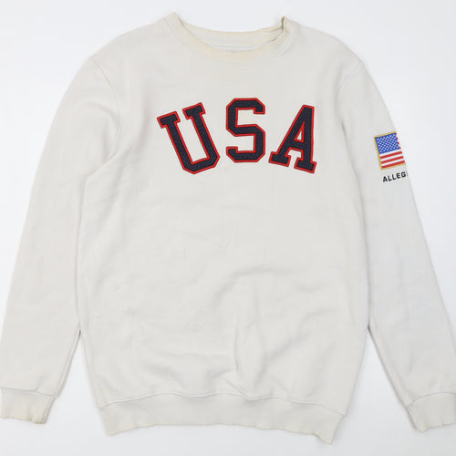 Allegiance Mens White USA Crew Neck Pullover Sweatshirt M